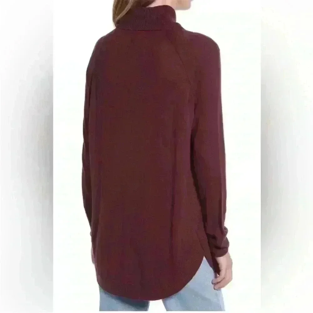 Caslon Turtleneck Tunic Sweater in Burgandy Royals Size Small NWT